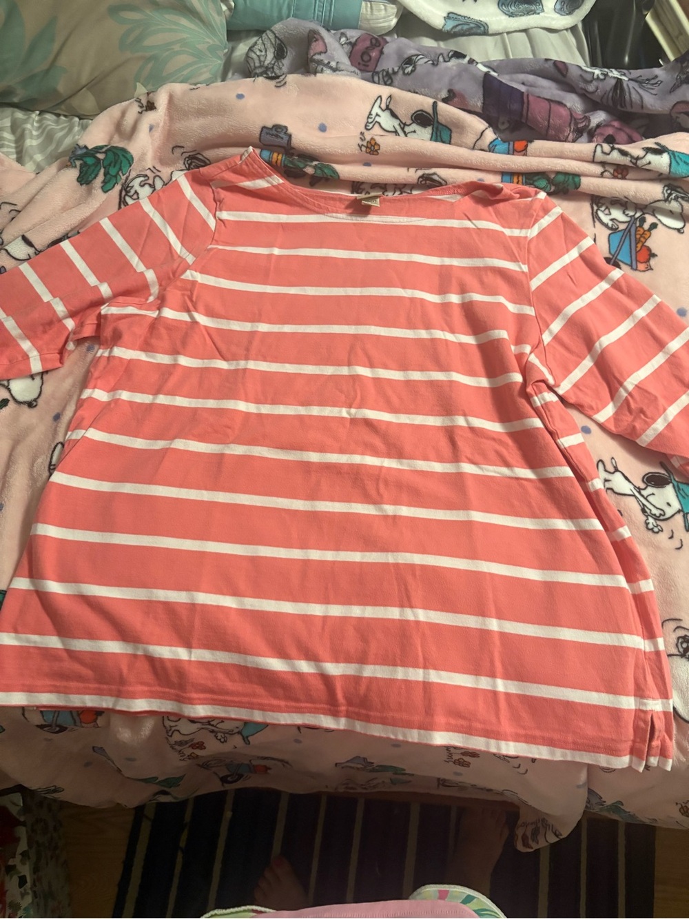 L.L. Bean Coral and White Striped Boatneck Tunic 3x